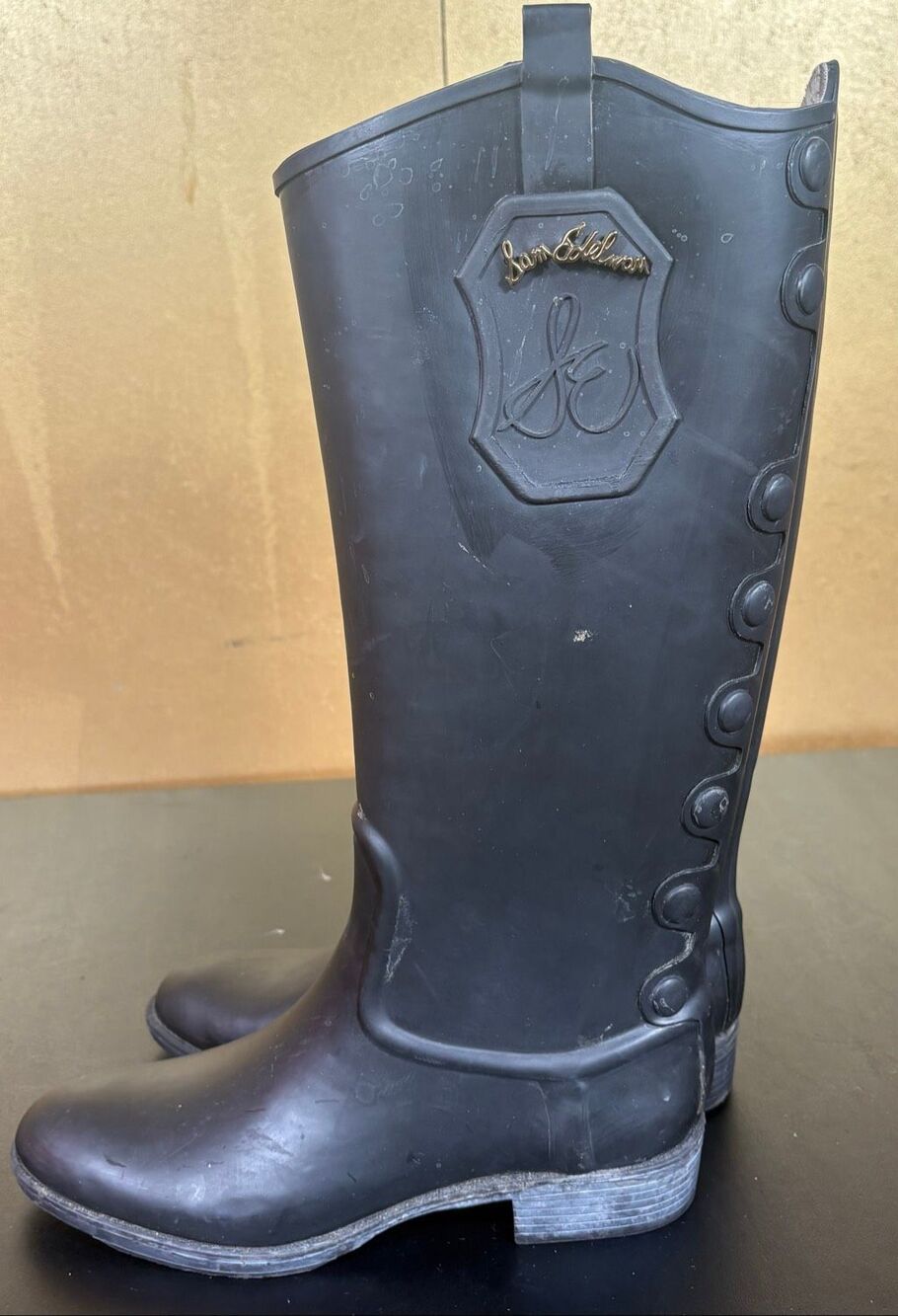 Sam Edelman Ximon Black Rubber Tall Rain Boots - Size 8